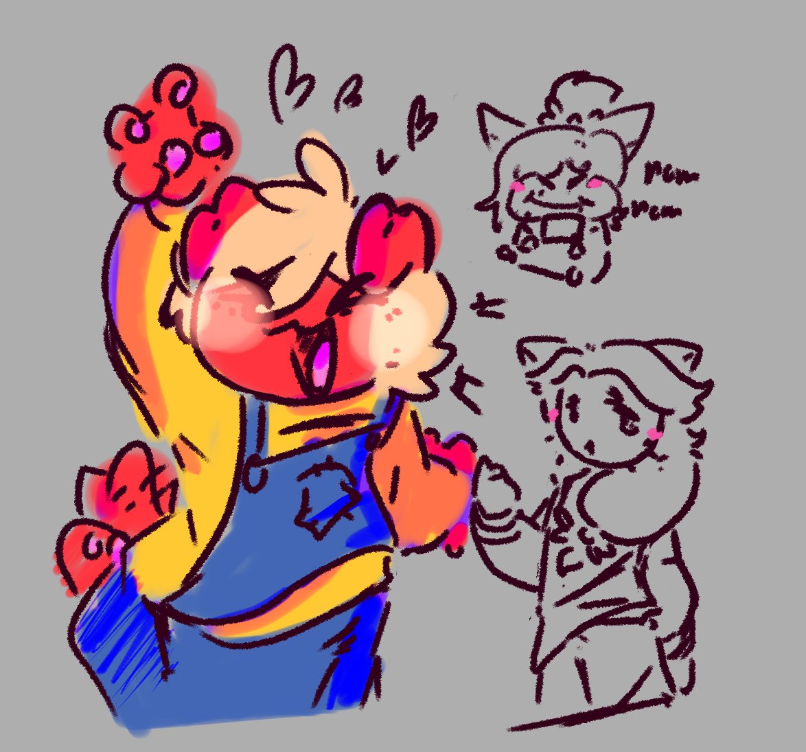 drawing tablet test art w olive brownie and mittens
very VERY rough since its my first piece of art on it but ill be practicing!