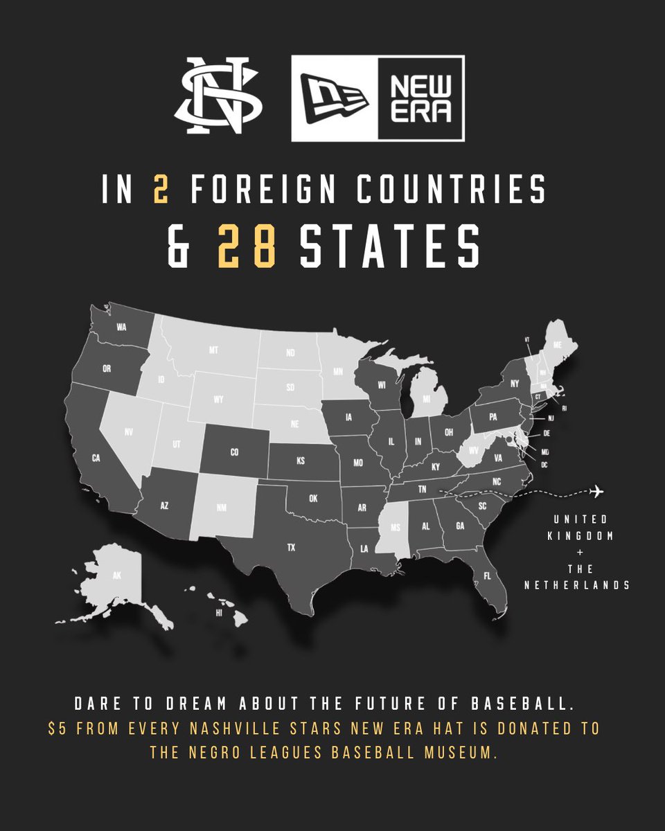 Nashville Stars ⚾️ (@nashvillestars) on Twitter photo Do you have a Nashville Stars x <a href="/NewEraCap/">New Era Cap</a> in your state??
In the first week, our hats have gone out to 28 states and 2 countries (UK + The Netherlands) 🤯 ⭐️
We have been blown away by y’all’s support and can’t thank you enough for daring to dream about the future of baseball Do you have a Nashville Stars x <a href="/NewEraCap/">New Era Cap</a> in your state??
In the first week, our hats have gone out to 28 states and 2 countries (UK + The Netherlands) 🤯 ⭐️
We have been blown away by y’all’s support and can’t thank you enough for daring to dream about the future of baseball