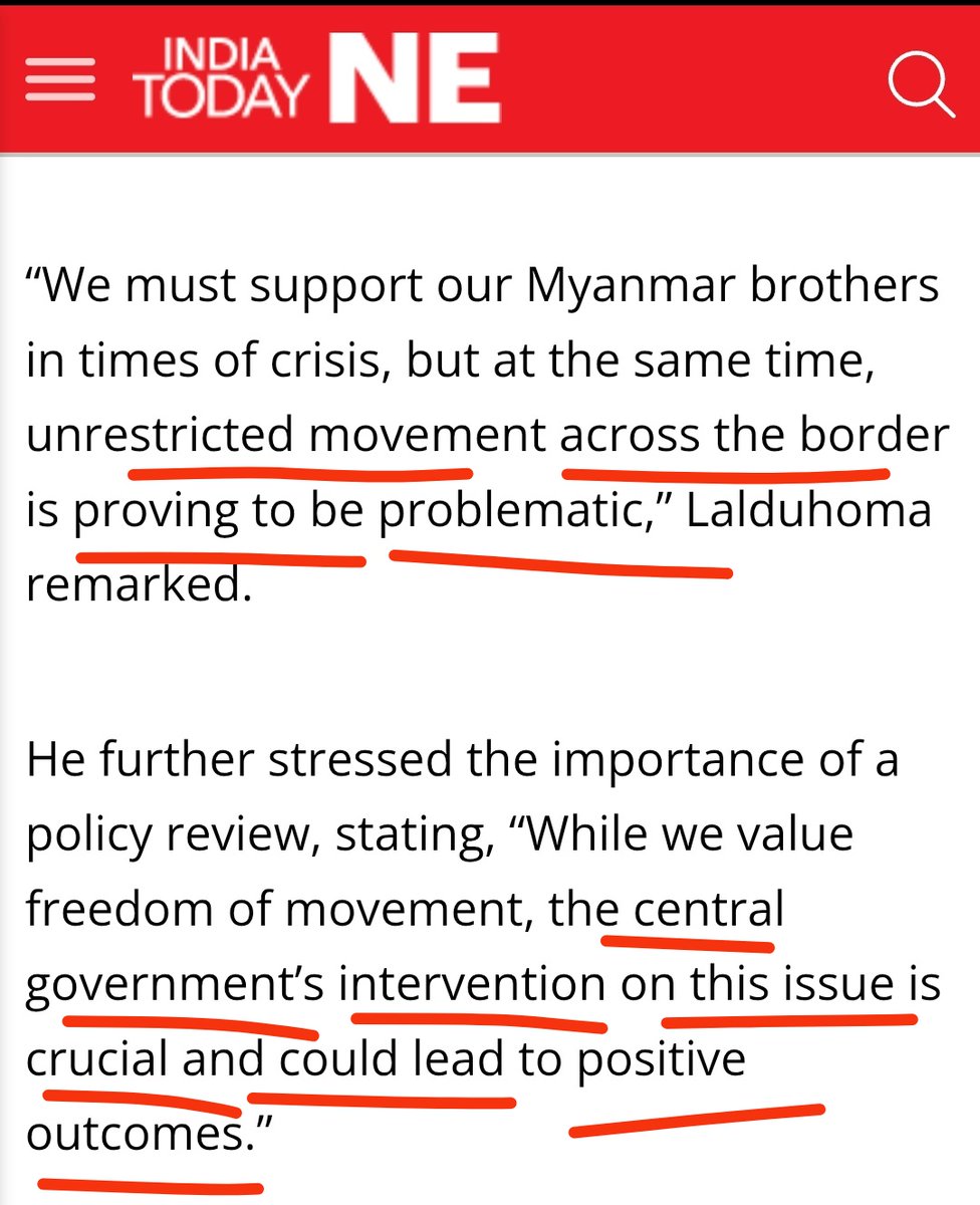 CM of Mizoram, a Kuki leader finally admits the issue of illegal immigration from Myanmar. Manipur is now burning because we let this infiltration go on for decades. <a href="/paolienlal/">Paolienlal Haokip</a> <a href="/DrLamtinthangHk/">Dr. Lamtinthang Haokip</a> <a href="/PrinceArihan/">Savio Rodrigues 🇮🇳</a>
