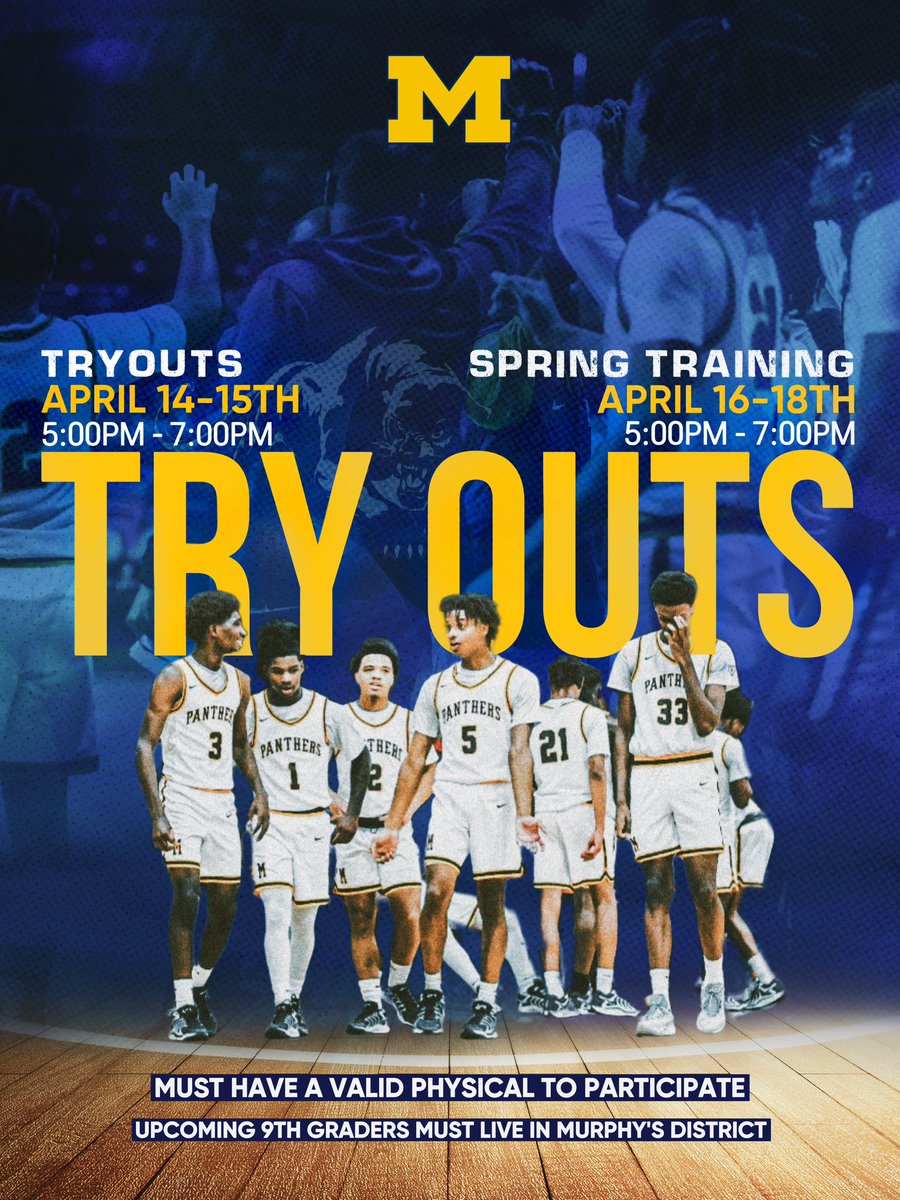 2025-26 Murphy High School basketball player tryouts!!!! Come be a Panther