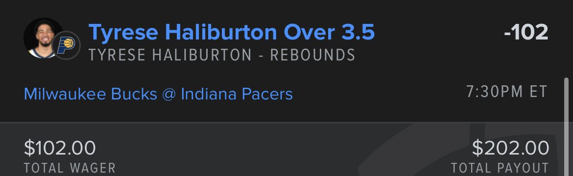 3/11 Pick #1

Haliburton O3.5 Rebs | 1.02u to win 1u

Getting back to doing more straights 

❤️ if tailing

#GamblingX #SportsBettingX #NBA #Pacers