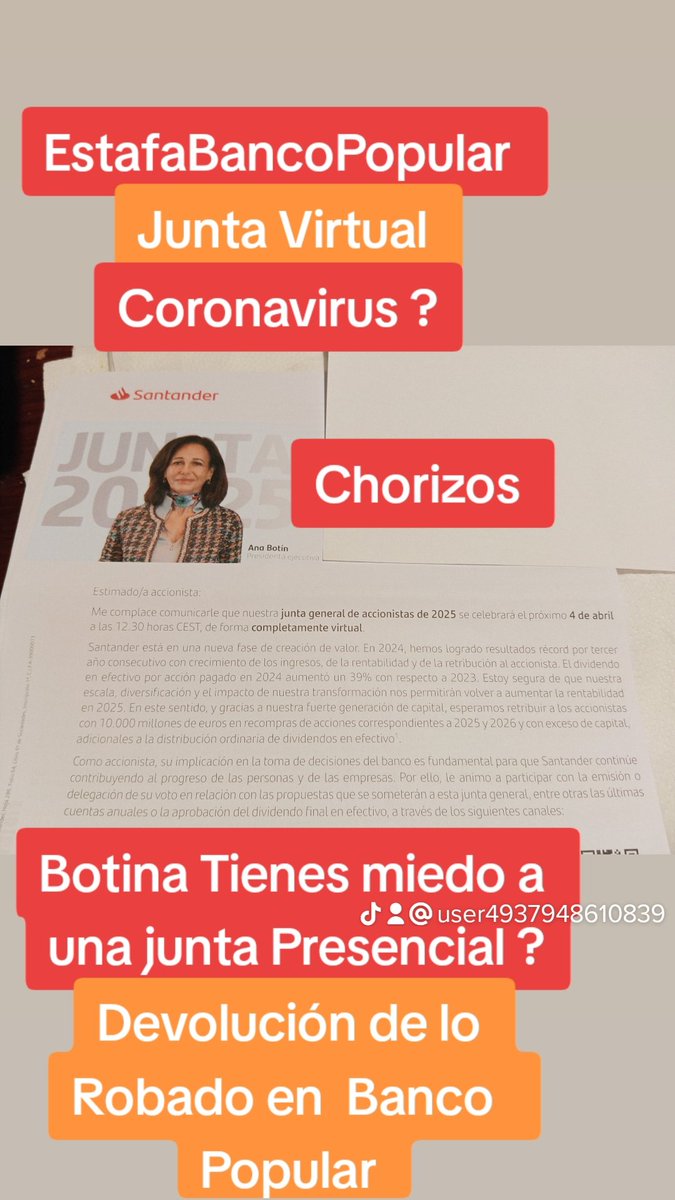 chorisatander's tweet image. #EstafaBancoPopular Botina me llega una carta y resulta que haces la junta de accionistas virtual ? Que ha vuelto el Coronavirus ? A qué tienes miedo a los accionistas del #BancoPopulat o a los accionistas de #SantanderLadron o accionistas de #Abengoa ?