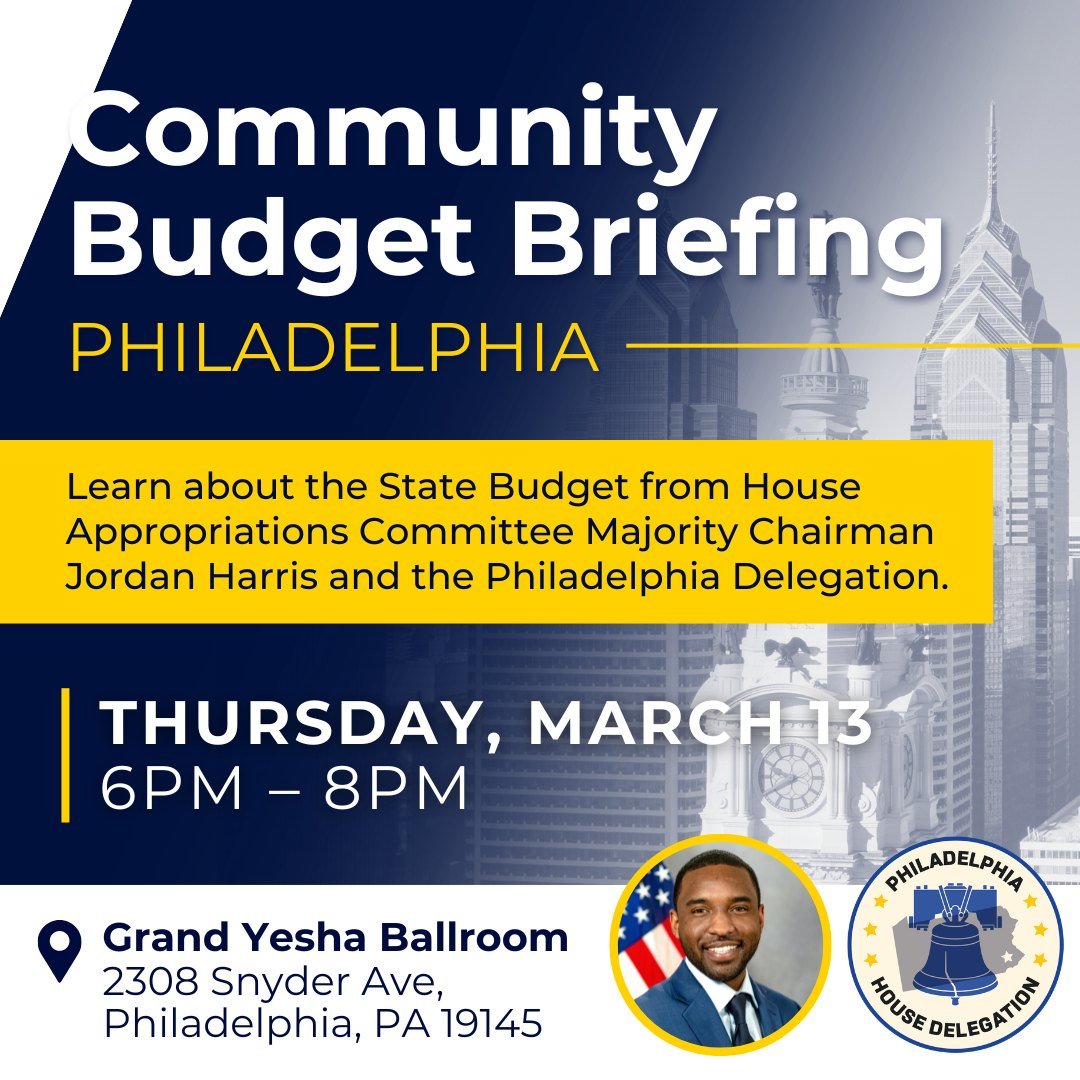Rep. Anthony Bellmon (@repbellmon) on Twitter photo If you're interested in learning about this year's state budget and how it can benefit our community, stop by this briefing Thursday night with <a href="/PhillyHouseDs/">PhillyDelegation</a> and <a href="/PA_HouseApprops/">PA House Appropriations (D)</a> Chairman <a href="/RepHarris/">Jordan A. Harris</a>. If you're interested in learning about this year's state budget and how it can benefit our community, stop by this briefing Thursday night with <a href="/PhillyHouseDs/">PhillyDelegation</a> and <a href="/PA_HouseApprops/">PA House Appropriations (D)</a> Chairman <a href="/RepHarris/">Jordan A. Harris</a>.