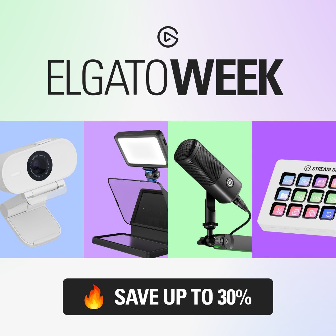 PeachyPeytn's tweet photo. Elgato Week is here!!! 📣🔥

If you’re looking to upgrade your streaming gear NOW is the perfect time!! Save up to 30% off @elgato products now through the 16th of March!!! 🎉

Shop products here ➡️ https://t.co/CYGPPd3zwh

#elgatoambassador #elgatoweek https://t.co/4DDhlWGmEh