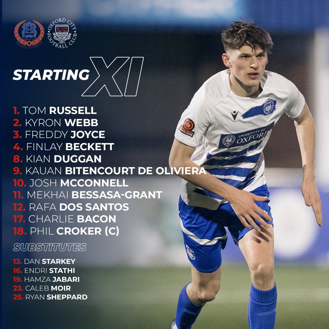 OxCityFC's tweet photo. 📝 Our team to face @thameunitedfc tonight. 

💙 An exciting night for our young Hoops! 

#OCFC https://t.co/ZSBTevGQT4