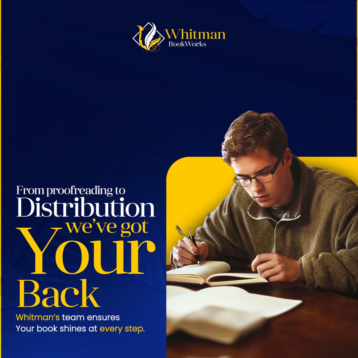 WhitmanBook's tweet photo. From proofreading to distribution, we've got your back! Whitman's team ensures your book shines at every step. Ready to make your mark?

Visit Now: https://t.co/neSIyeCB4X

#BookPublishing #WhitmanBookworms #AuthorSupport #SelfPublishing #BookProofreading #BookDistribution https://t.co/8KRl909oie