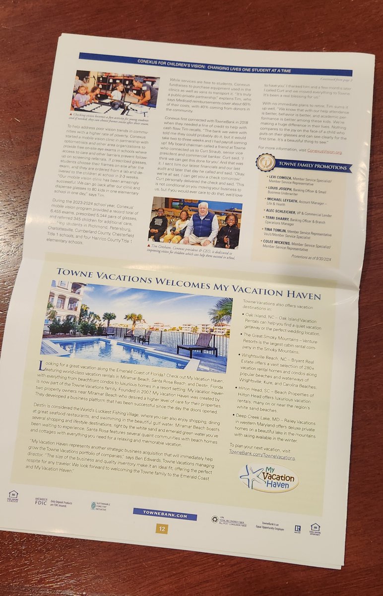 Did you catch the Conexus article in <a href="/TowneBanking/">TowneBank</a> Towne Today? If you missed it, check it out at townebank.com/.../winter-202… Thank you TowneBank for your continued support of Conexus and our healthy vision programs across the region. #healthyvision #RVA #education