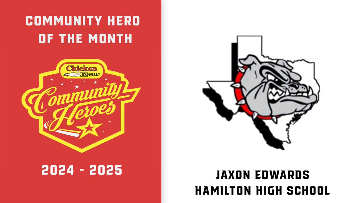 Congratulations to Jaxon Edwards of Hamilton High School on being named the Community Hero of the Month Award presented by <a href="/Chicken_Express/">Chicken Express</a>!

WATCH: youtu.be/rQLo8AoidUg

@hamiltonisd <a href="/HtownBulldogs/">Hamilton High School</a>