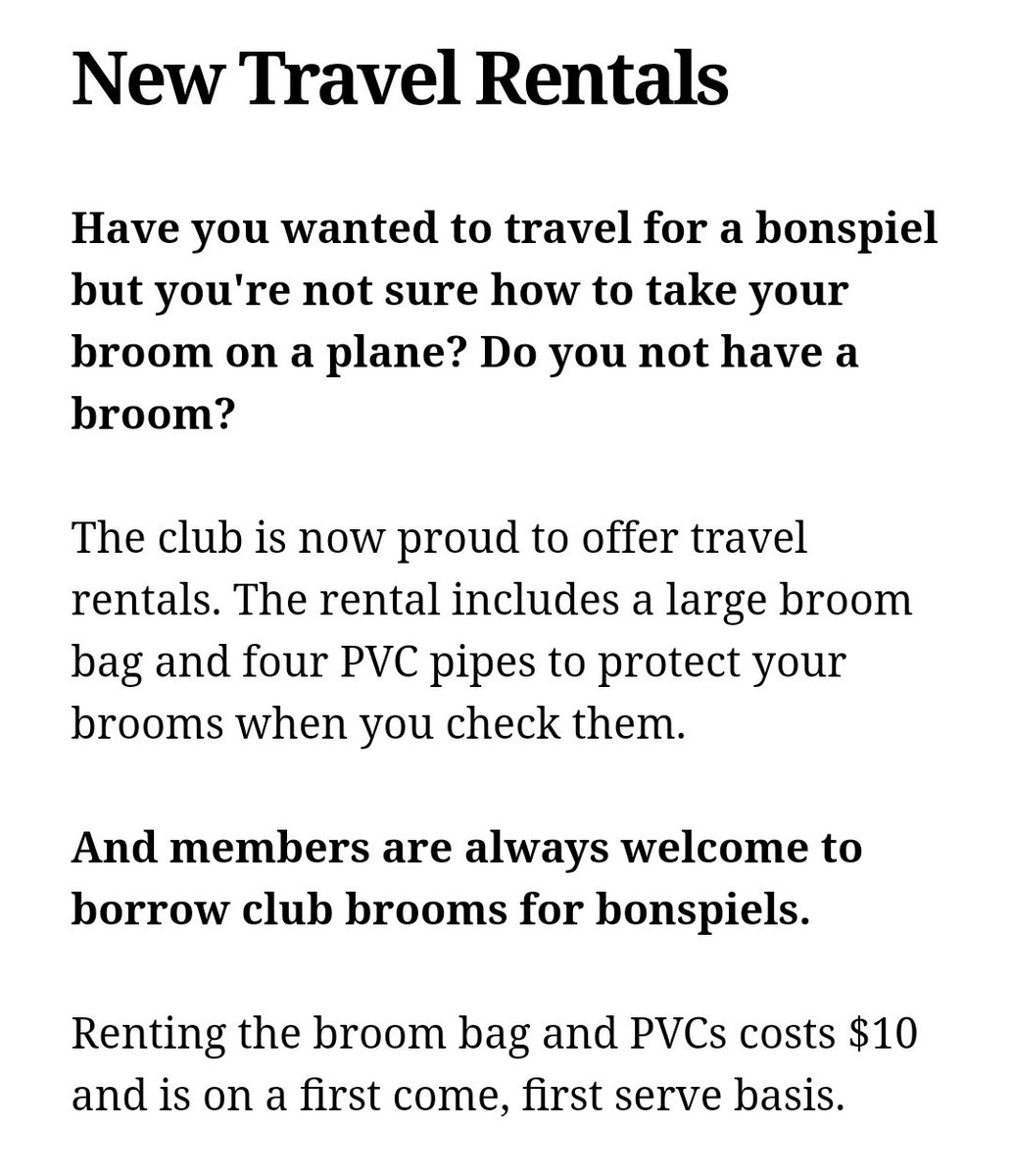 Shoutout to my former club <a href="/Lonestarcurling/">Lone Star Curling 🥌</a> for finding new ways to help curlers travel to bonspiels! 

Travel bag and PVC rental is a great resource when the nearest dedicated ice is 12 hours driving, so most members fly to spiels.