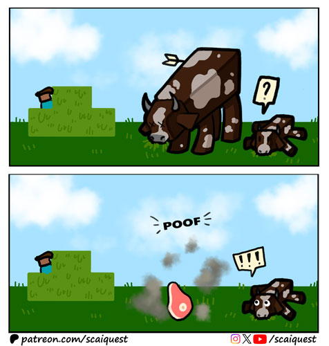 ScaiQuest's tweet image. 🥳New comic: "Nature Documentary", a small story about the shows that shaped our childhood. 🌳

👀Join us on Patreon (patreon.com/scaiquest) for early &amp;amp; behind-the-scenes access, HD art and bonus panels!

#minecraft #minecraftcomic #minecraftart