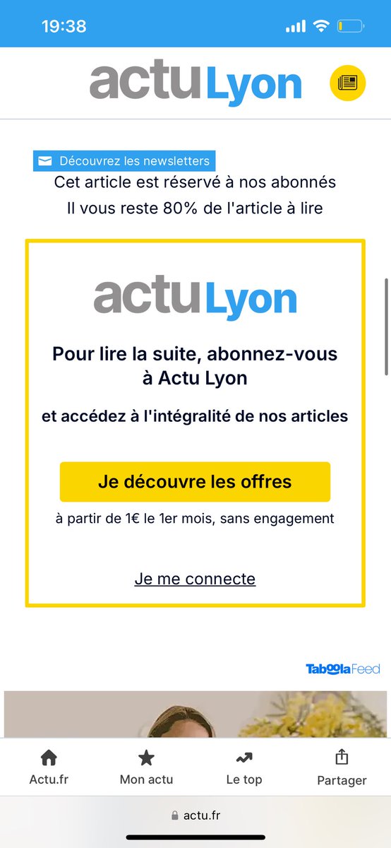 🟡 C’est tout nouveau : <a href="/actufr_lyon/">actu Lyon</a>, <a href="/actufr_grenoble/">actu Grenoble</a> et <a href="/actufr_sainte/">actu Saint-Etienne</a> lancent dès ce mardi 11 mars, une nouvelle offre éditoriale. 

➡️ Notre offre premium abonnés permet pour 4,90 euros/ mois (1€ le premier mois) de profiter de contenus exclusifs tous les jours.