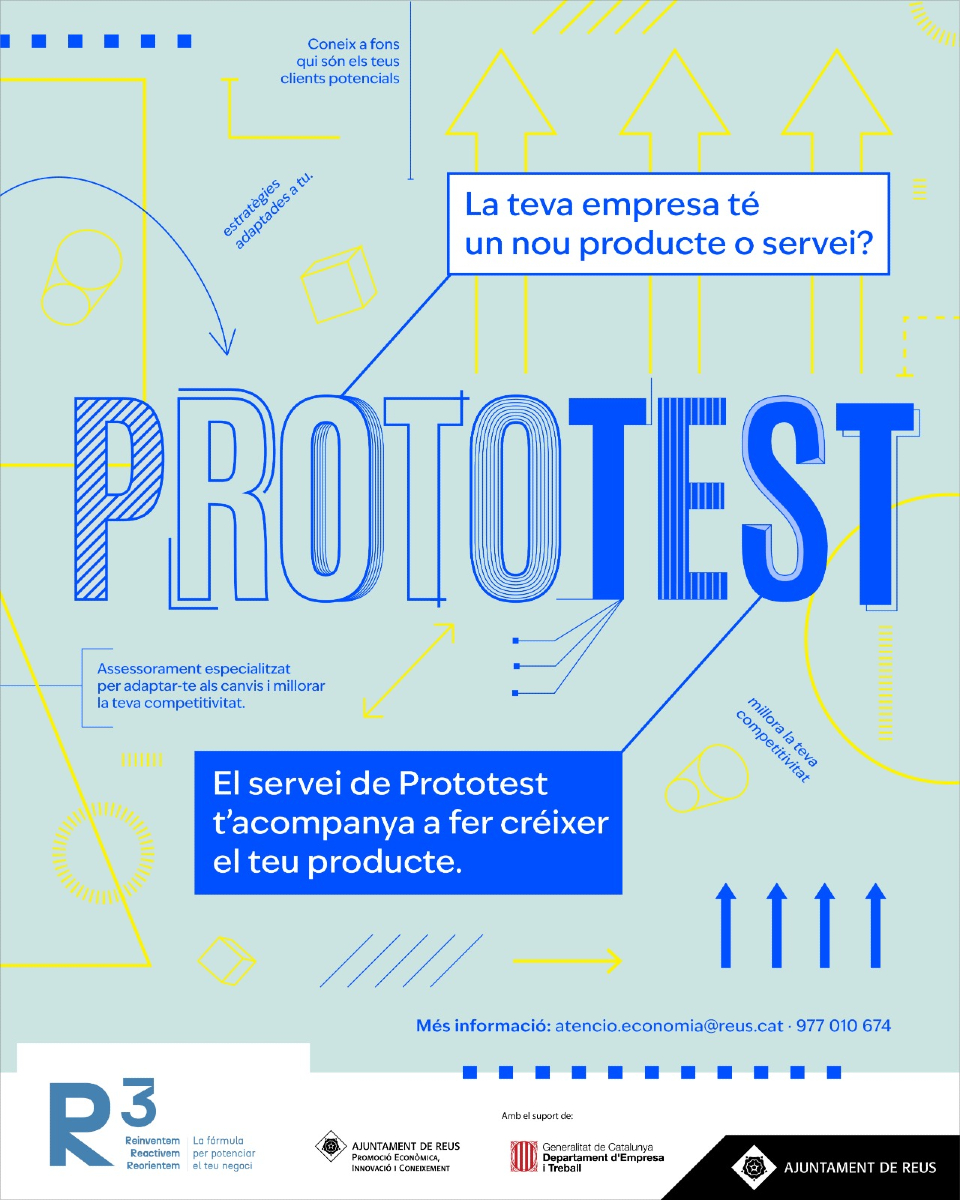 reus_cat's tweet image. Descobreix #Prototest, un servei gratuït d&apos;acompanyament per testar, millorar i maximitzar l’èxit del teu projecte abans de llançar-lo al mercat. 🔍📊

✅ Assessorament personalitzat
✅ Metodologies innovadores
✅ Testatge real amb clients potencials