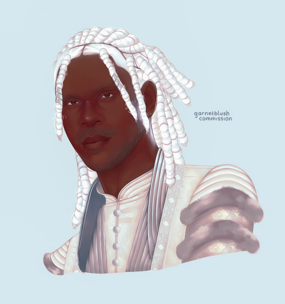 garnetblvsh's tweet photo. Comm of Alyn in the colours of Greyghost for @KillerQueen81, drawing Abubakar Salim made me realise that he was done wrong in hotd with the costuming and hair 😭
#hotd #ASOIAF #houseofthedragon #alyn #alynvelaryon #Commission https://t.co/Yukk12MyM7