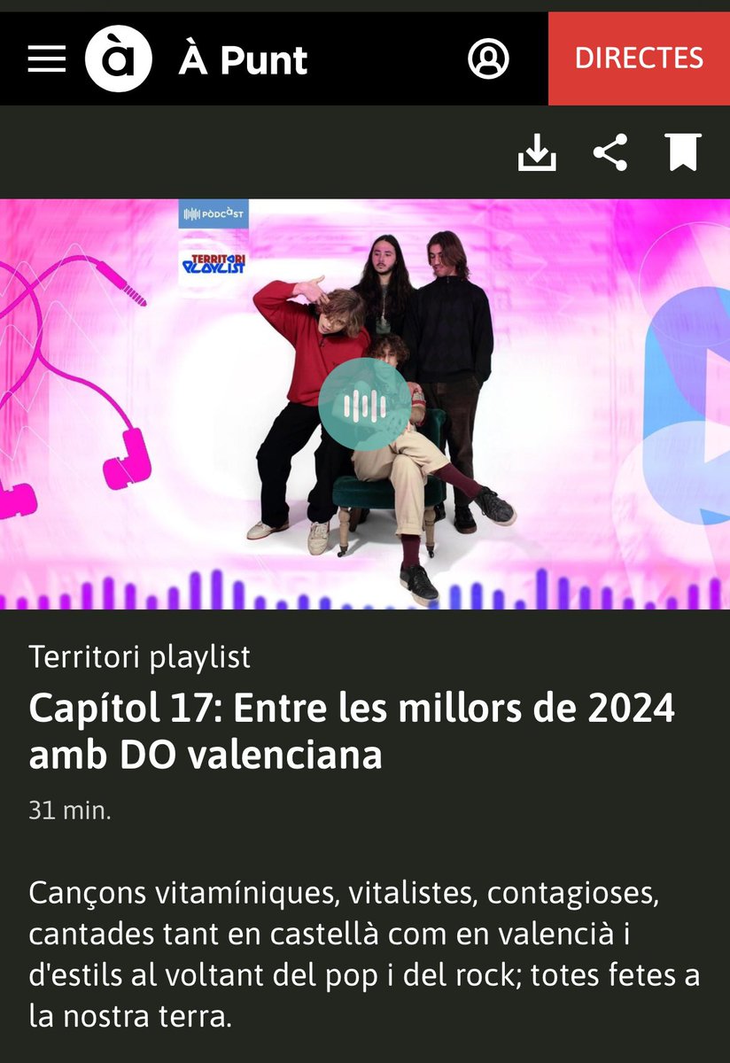 Territori Playlist és un pòdcast, presentat per Laura Sanchis, on podràs trobar seleccions temàtiques de la millor música del moment. En el capítol 17 pots trobar a Atlàntic amb ’Baina’ 🙌🏼

apuntmedia.es/programes/terr…