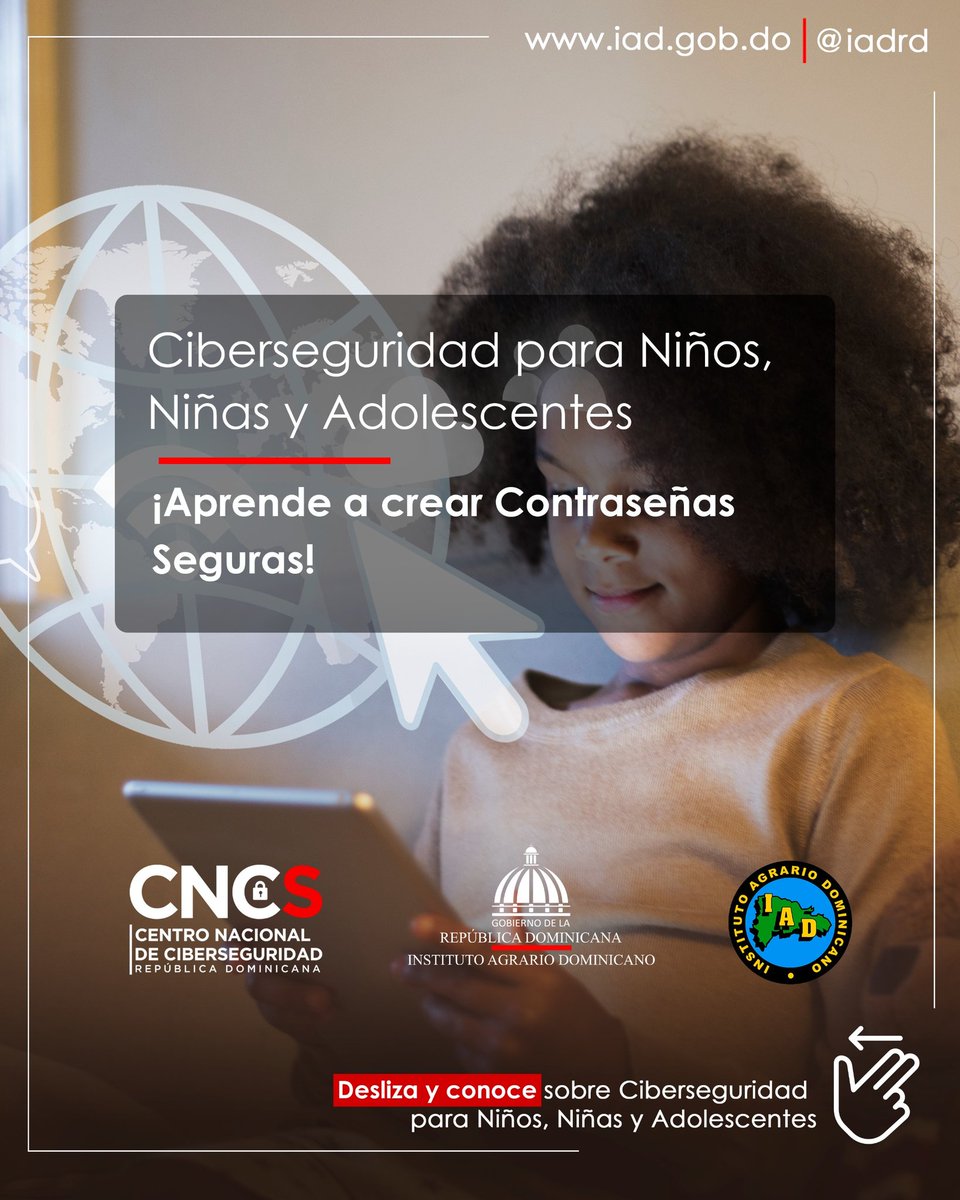 IADRD's tweet image. #IADRD #Ciberseguridad #ContraseñaSegura #ProtegeTusCuentas #SeguridadDigital #NiñosSeguros #InternetSeguro #CiberseguridadParaTodos #CNCSRD @cncs_rd
