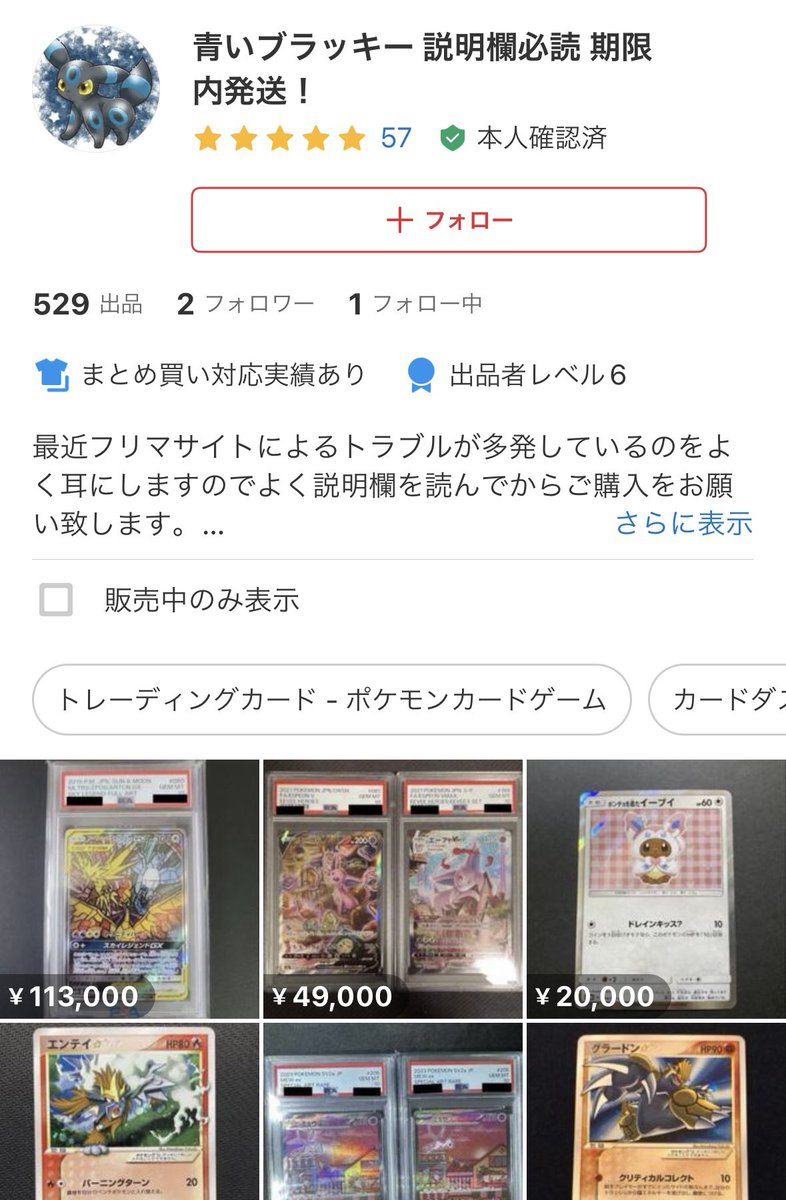 タレコミがありました。 【青いブラッキー説明欄必読期限内発送