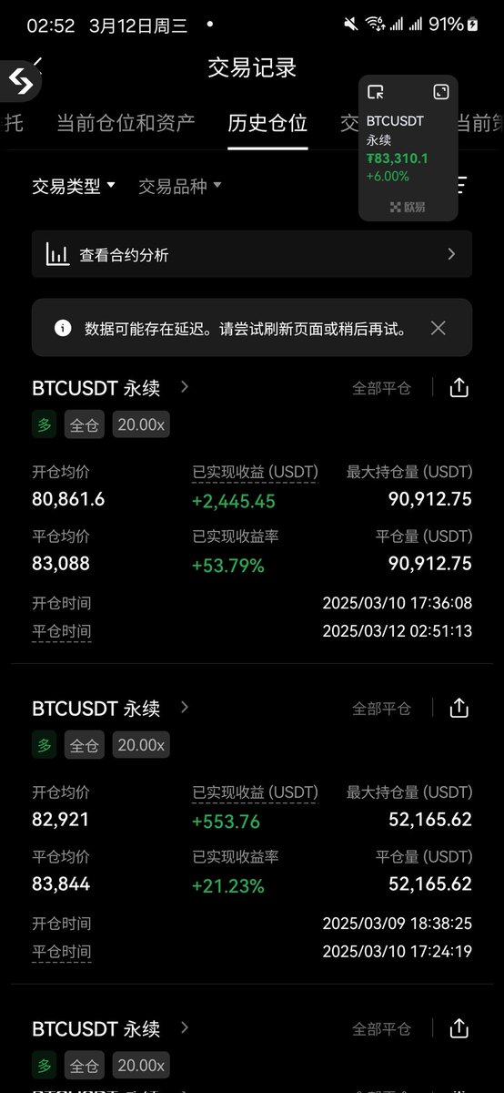 最近行情太大波动了，我被迫做了中线，所幸我今年改变了打法，严格控制投入量和节奏，最高只投入了21层，并且抗住了压力今天咬咬牙在下跌的时候接了点。主要目标是先下车，好重整状态继续恢复以往的节奏
终于可以睡个好觉了
非常感谢大家的信任和支持 (ૢ˃ꌂ˂⁎)
这次欧易带单号比较成功 #Mrbean2024