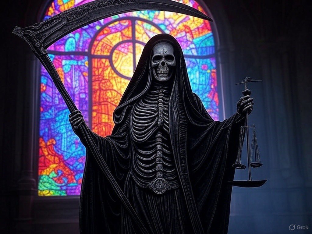 黒いサンタムエルテはもっとも強い力を持ちます。

サンタムエルテに救いを求める人が祈る時、その人を守るために手に持つ大鎌は敵対する者の生命を奪う事すらもあると言われています。