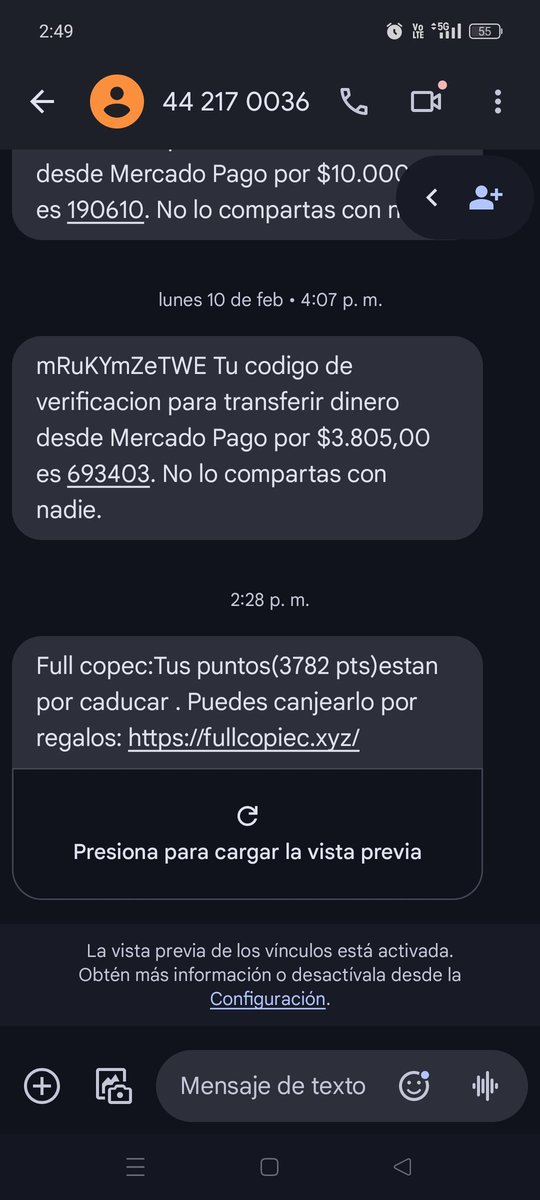 ar_nilya's tweet photo. @MercadoPagoCL por qué llegan estafas de los números que usan para verificar transferencias? 🫠 Tengo 0 puntos Copec xd https://t.co/ZAo01VWWQB