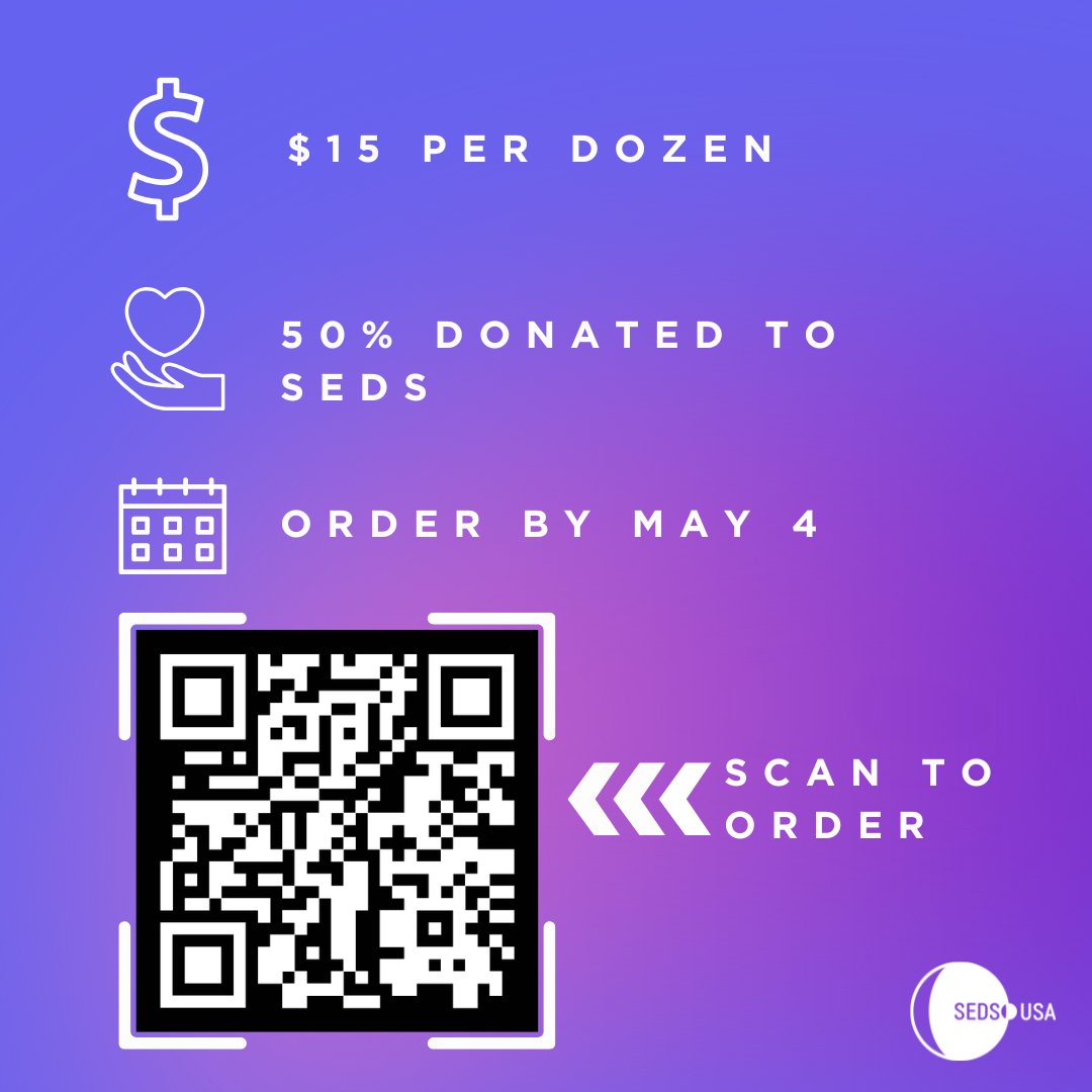 The krispy kreme fundraiser to help power the next generation of space leaders is on! From now until May 4th, please consider using the QR code or going to linktr.ee/seds_usa the next time you walk into a krispy kreme or are ordering some for your chapter or office.