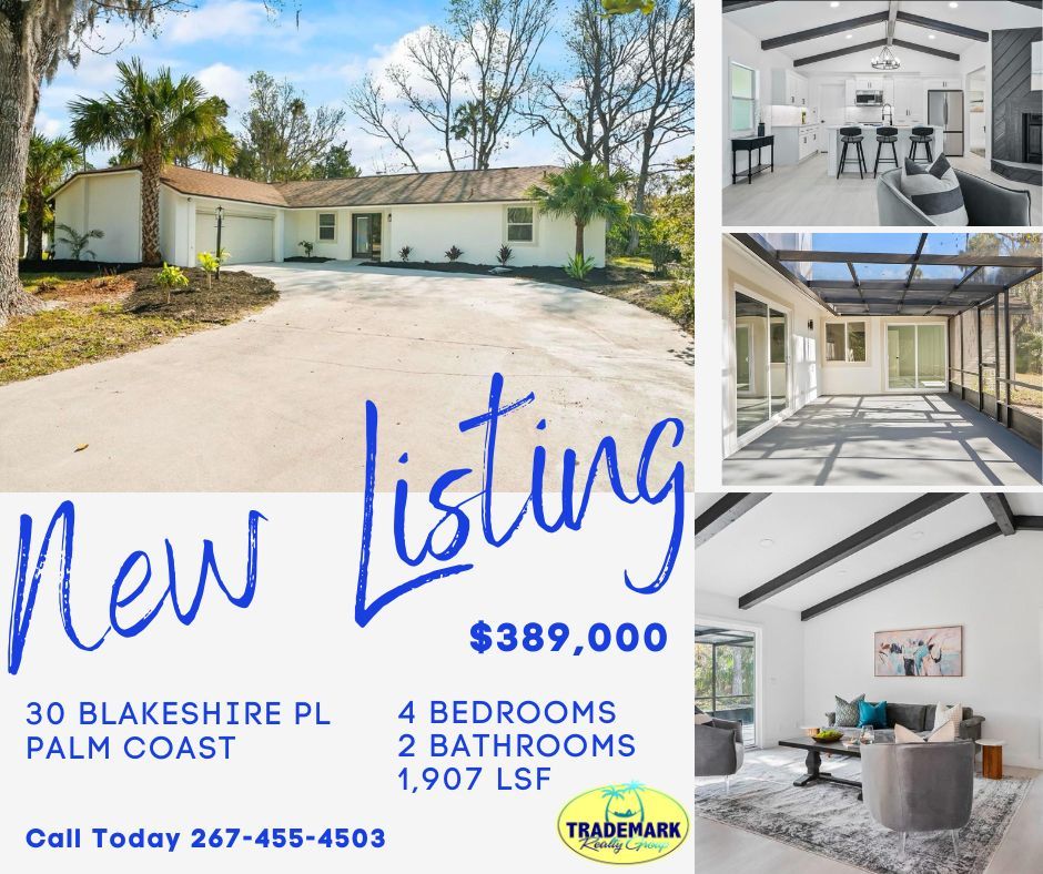 ⭐️RECENTLY RENOVATED BEAUTY⭐️   
📍30 BLAKESHIRE PLACE, PALM COAST     Listed For $389,000
🛌 3 Beds 🛁 2 Baths | 👪 1,907 Sq ft | 🚗 2 Car Garage
For More Info ☎️ 267-455-4503 or Visit 👉 buff.ly/HVFVgY8     
#palmcoast #trademarkrealtygroup #recentlyrenovated