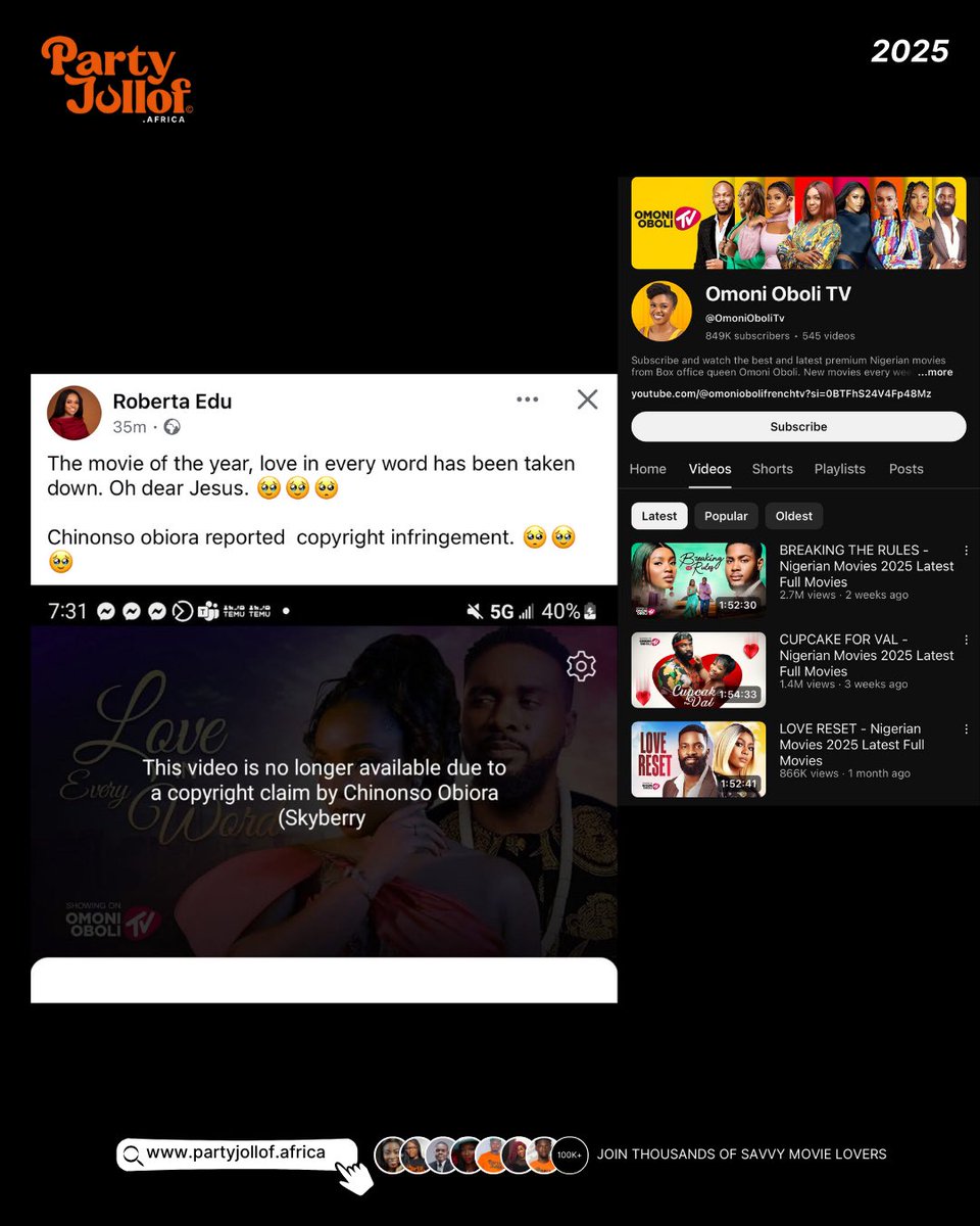 therestismovie's tweet photo. Omoni Oboli Love in Every Word is taken off YouTube 

We are currently looking into this news but our initial search for the Movie on Omoni Oboli TV we can’t find it there. https://t.co/UljaCNGYCQ