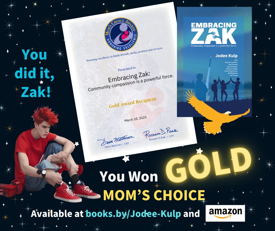 Exciting news! 🎉 "Embracing Zak," our young adult/adult book about neurodiversity and Fetal Alcohol Spectrum Disorder (FASD), has been awarded the prestigious Mom's Choice Gold Award - We're honored to be among the best in family-friendly media and grateful.
