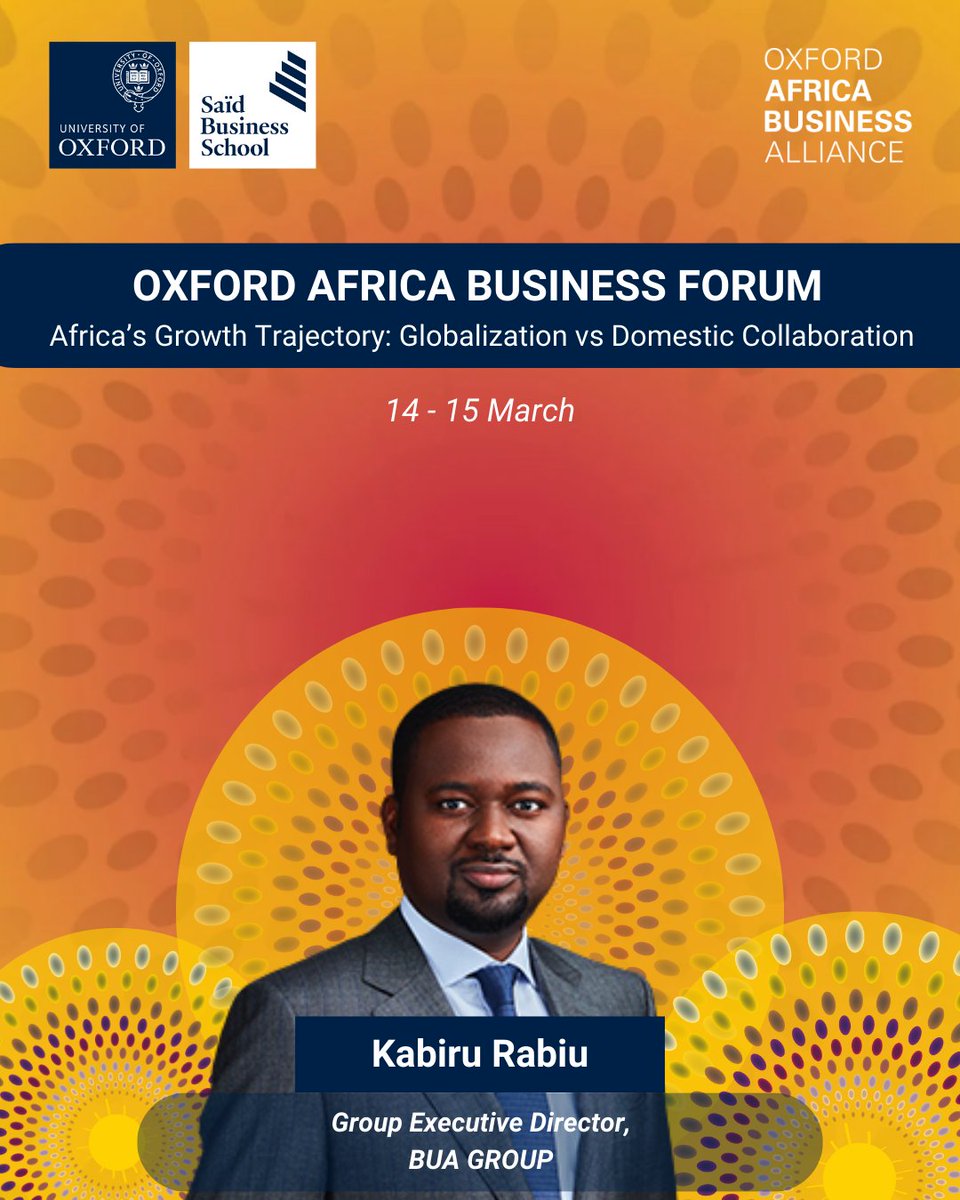 Announcing our #OxfordAfricaBusinessForum 2025 Speaker! 🌍Kabiru Rabiu @krabiu, Group Executive Director, BUA Group @buagroup_ng

🎟️ Link in bio to secure your tickets!