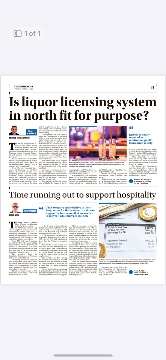 Please see my below article from today’s ⁦<a href="/irishnewsbiz/">Irish News Business</a>⁩ in relation to the legal licensing system in Northern Ireland #liquorlicensing #northernireland #weareORS