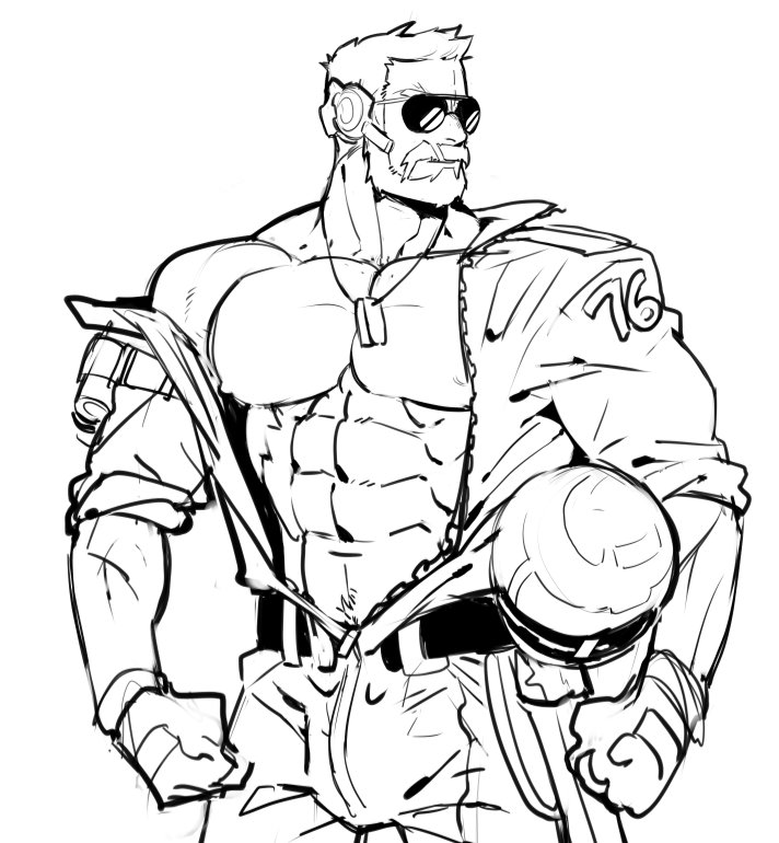 I didn't like the crop from yesterday, so here is my pilot Soldier 76 skin idea again
