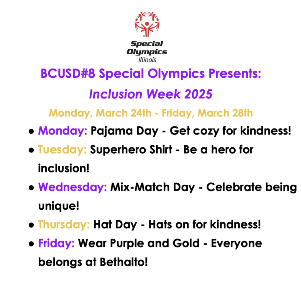 💛 Celebrating Inclusion Week in Bethalto! 💜
This week, we embrace diversity, kindness, and unity. Let's celebrate the uniqueness of every individual and learn from one another. Together, we build a stronger, more inclusive community! 🌟
