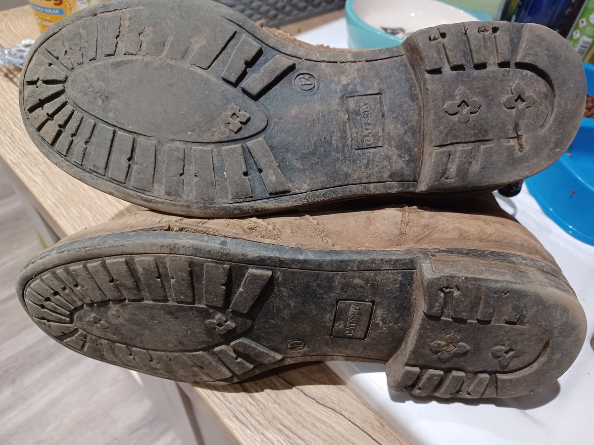 MattTakeThree's tweet photo. It's with great personal sadness, that I announce the death of my dearly beloved culchie boots.
Some two years, 70-80,000 miles driven and 5,000+ hours of wear later, they could but hold on no more.
Their sole, is departing. I fear glue surgery will not save them.
#catesby https://t.co/OjEB4U0jXk