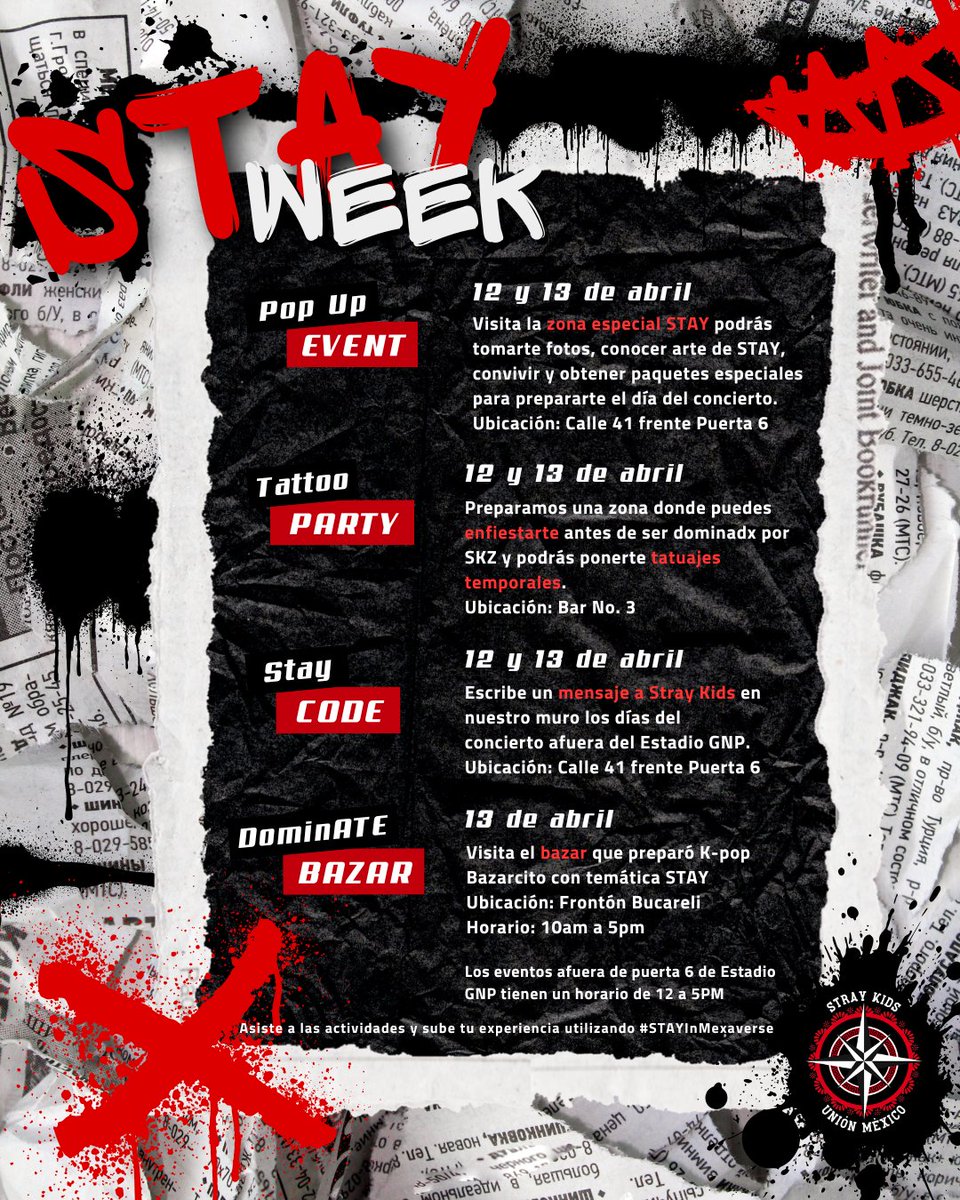 SKZunionMexico's tweet photo. 📢 ¡STAY MEXA, es momento de DOMINATE🇲🇽 ! 💥

STAY WEEK llega con distintos eventos: Random Dance, Cafeterías temáticas, Vallas publicitarias y videos en el metro, Pop-up y cabinas de fotos imperdibles y mucho más...

 🔥 Es momento de tomar las calles y hacerle saber a SKZ cuánto los esperamos en 🇲🇽 ! 🔥

Sigue nuestras redes para conocer fechas y ubicaciones. ¡STAY, esta es nuestra oportunidad de brillar juntos! 🌟

#STAYWeek #STAYInMexaverse #StrayKidsUnionMexico #StayDominAteInMexico #YouMakeStrayKidsStay