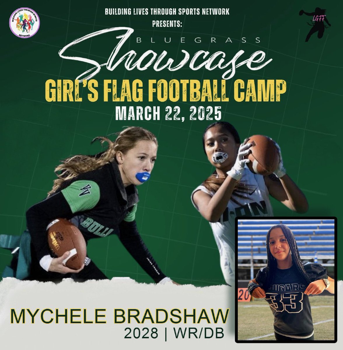 Mychele Bradshaw (@mychelebradshaw) on Twitter photo I’ll be at <a href="/KyStateU/">Kentucky State University</a> on 3/22 for the BLTSN Bluegrass Showcase! Can’t wait to compete! #FlagFootball
<a href="/blts_network/">Building Lives Through Sports Network</a> <a href="/USAFootball/">USA Football</a> I’ll be at <a href="/KyStateU/">Kentucky State University</a> on 3/22 for the BLTSN Bluegrass Showcase! Can’t wait to compete! #FlagFootball
<a href="/blts_network/">Building Lives Through Sports Network</a> <a href="/USAFootball/">USA Football</a>