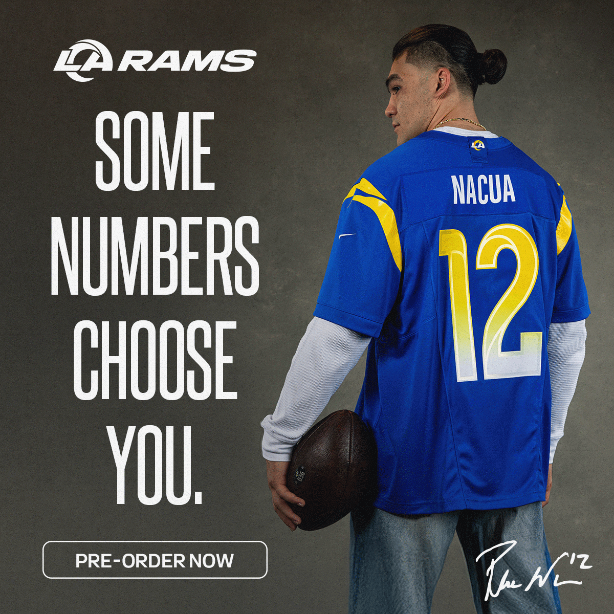 RamsNFL's tweet photo. Ready Player One-Two. 🎮

Pre-order now or while supplies last at the Equipment Room at SoFi Stadium!