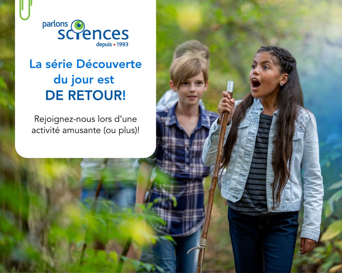 Vous voulez vous amuser avec les STIM à la maison ou en plein air ce printemps? 🌿🤖

La série Découverte du jour est pour vous! Au menu : l’IA, la biodiversité et bien plus encore!

Inscrivez-vous dès aujourd'hui! bit.ly/4hl6WSV