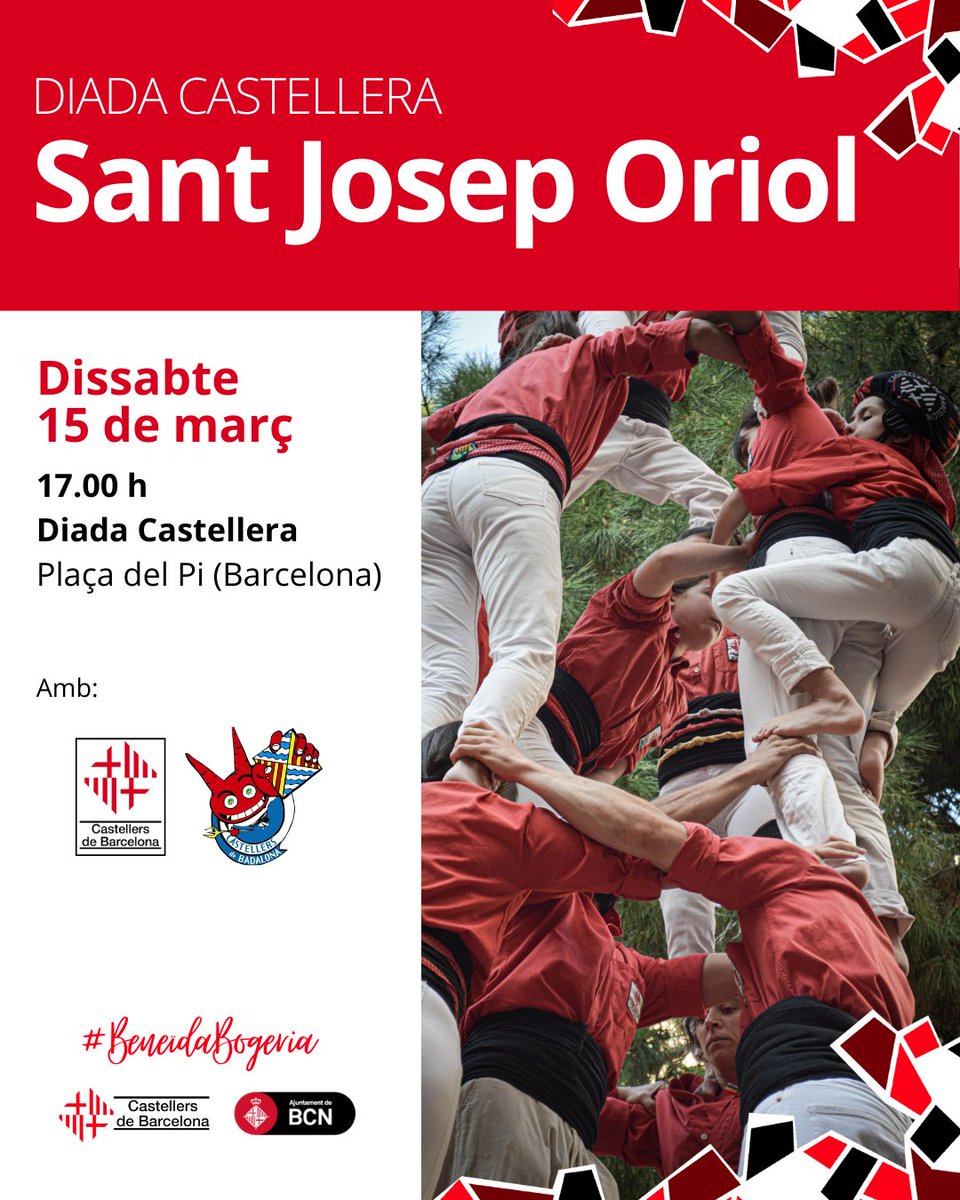 Castellers de Barcelona (@cdbcn) on Twitter photo 👣Un any més actuem per les Festes de Sant Josep Oriol!
📍Plaça del Pi, Barcelona
🕔 17.00 h
🫂 <a href="/collamicaco/">Castellers Badalona</a>
#BeneïdaBogeria #castells #SJO2025 👣Un any més actuem per les Festes de Sant Josep Oriol!
📍Plaça del Pi, Barcelona
🕔 17.00 h
🫂 <a href="/collamicaco/">Castellers Badalona</a>
#BeneïdaBogeria #castells #SJO2025