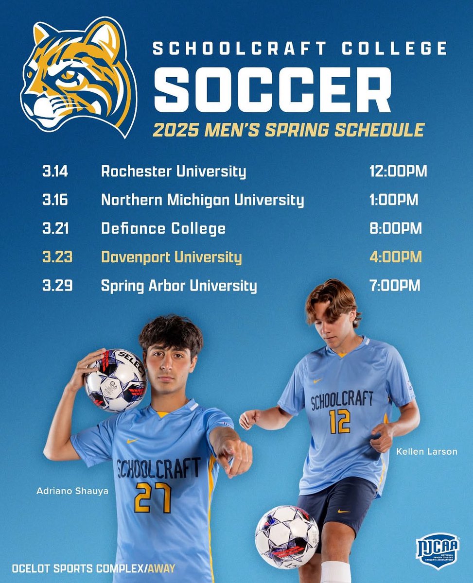 Schoolcraftmsoc's tweet image. Come check us out this spring!
#OcelotPride