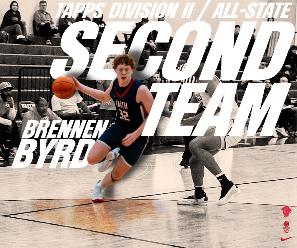 Congratulations to SR Brennen Byrd on being selected 2nd Team All-State!
——
<a href="/GoFaithLions/">Faith Athletics</a> <a href="/TexasHoopsGASO/">TexasHoops/GASO 🔗</a> <a href="/TAPPSbasketball/">TAPPS Basketball</a> <a href="/SportsDayHS/">SportsDayHS</a> <a href="/hoopinsider/">Hoopinsider</a> <a href="/TXHSBB/">Texas High School Basketball</a> <a href="/LoneStarPrepsTX/">TX Prep Varsity</a> <a href="/Ath_Dynasty/">The Athletic Academy</a>  <a href="/TXPSbasketball/">Texas Private School Basketball</a> <a href="/ihss_dfw/">DFW Inside High School Sports</a> <a href="/Gosset41/">Brian Gosset</a> <a href="/PrepHoopsTX/">Prep Hoops Texas</a> <a href="/TexasTop100/">Texas Top 100</a> <a href="/GASOBlue/">Blue Zertuche 🔗</a> <a href="/GASOMass/">Ryan Massad 🔎</a> <a href="/LSCSN/">Lone Star Christian Sports Network (LSCSN)</a>