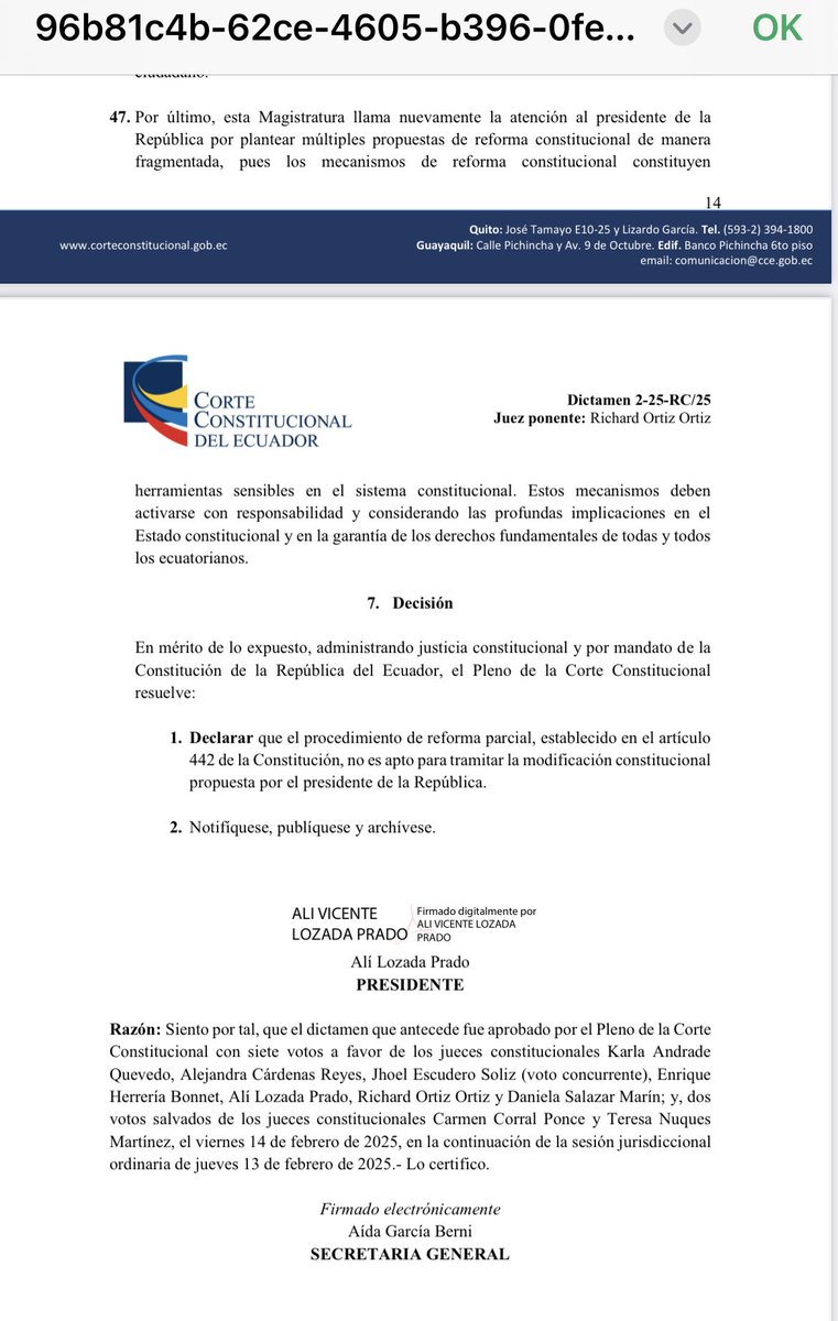 Porque es restricción de derechos. La Corte Constitucional rechazó la reforma a la Constitución propuesta por el presidente Daniel Noboa para reforzar la prisión preventiva debido a la coyuntura del conflicto armado interno.