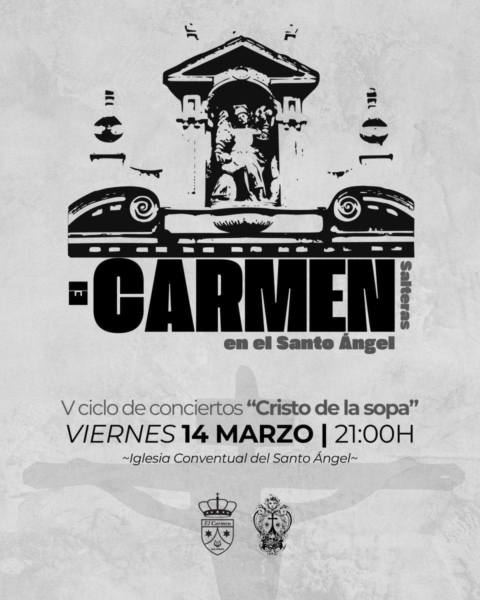 🤎 El sentimiento carmelita por bandera unidos el próximo viernes en el Convento del Santo Ángel.

Un repertorio especial, para una noche especial. ¡Te esperamos! 🎶

🎨 Diseño: <a href="/salvadorflorido/">Salvador Florido</a> 

#DeSalteras