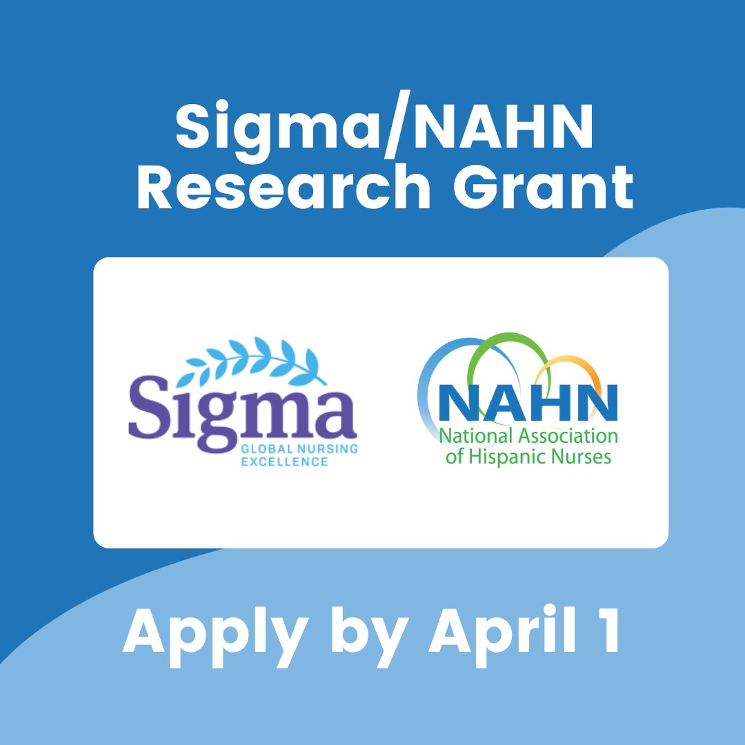 NAHN (@nahnnursing) on Twitter photo The Sigma/NAHN Research Grant encourages nurses to contribute to Latino health through research. This collaborative grant, funded by <a href="/SigmaNursing/">Sigma Nursing</a> and NAHN, offers up to $5,000 annually for pilot and/or development research.
Learn more: bit.ly/41Wazdw The Sigma/NAHN Research Grant encourages nurses to contribute to Latino health through research. This collaborative grant, funded by <a href="/SigmaNursing/">Sigma Nursing</a> and NAHN, offers up to $5,000 annually for pilot and/or development research.
Learn more: bit.ly/41Wazdw