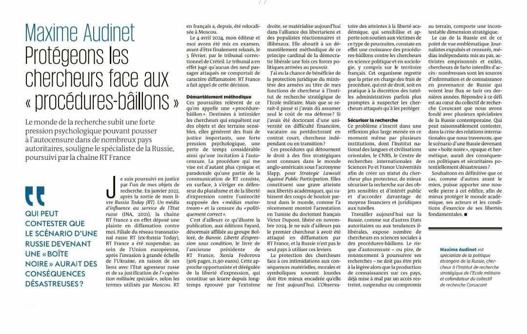 Merci au <a href="/lemondefr/">Le Monde</a> de publier ce soir ma tribune, écrite après ma relaxe par le tribunal de Créteil, qui faisait suite au procès en diffamation intenté par la chaîne RT France contre mon éditeur, <a href="/Inafr_officiel/">INA.fr</a>, et moi-même. 1/2

#StandUpForScience