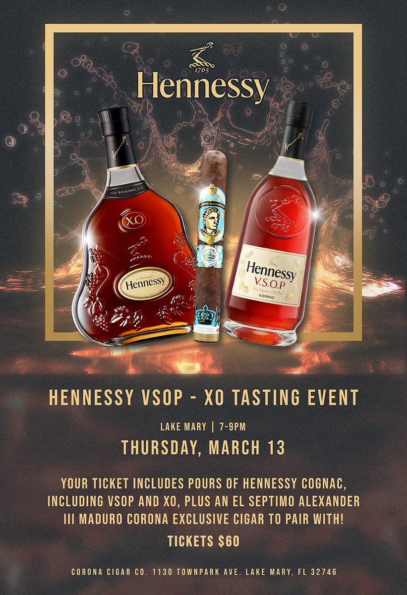 CoronaCigarCo's tweet image. #Hennessy #VSOP #ElSeptimo Tasting Event This Thursday at #CoronaCigar #LakeMary #Heathrow