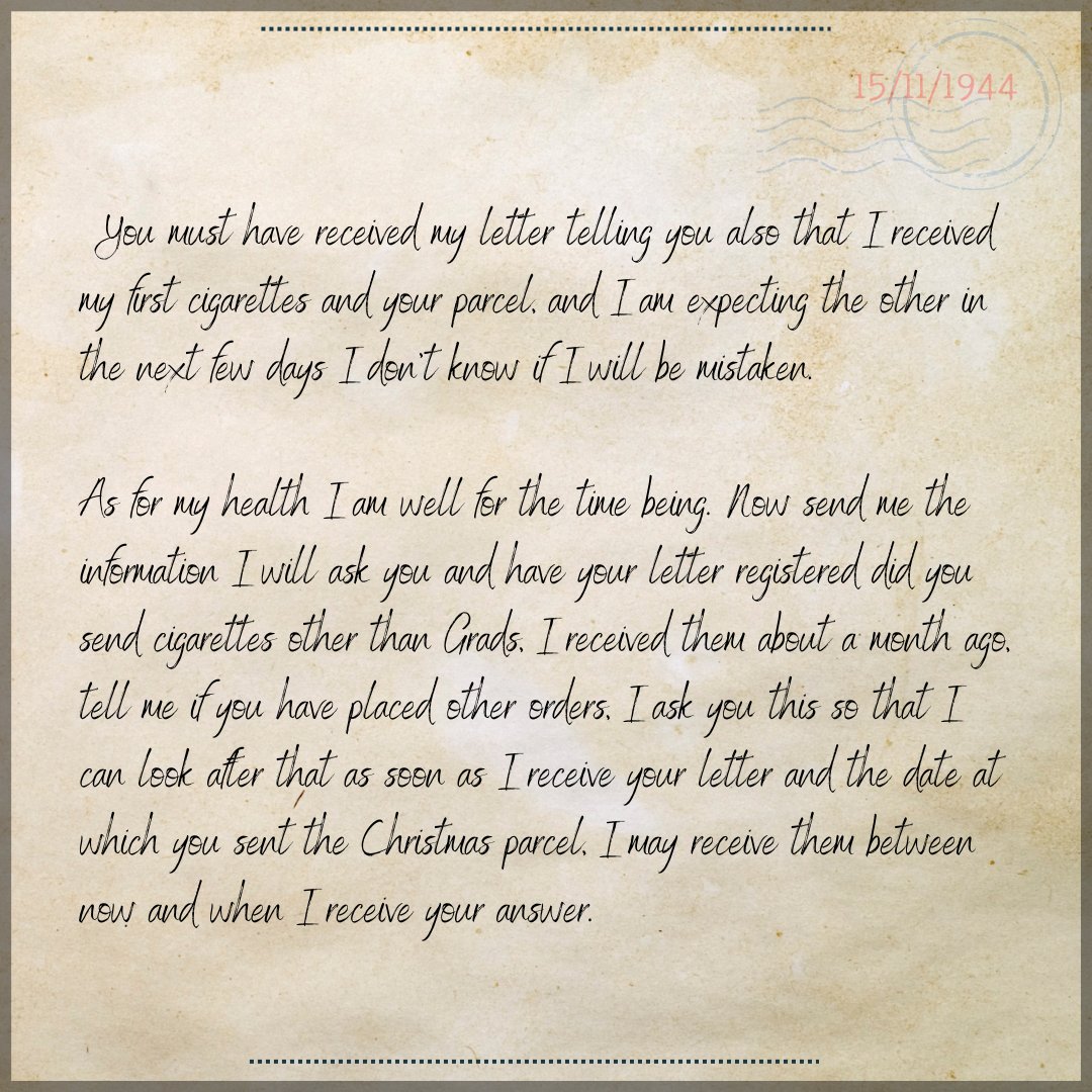 memoryanchorinc's tweet photo. Paul Lapointe, a Royal Canadian Engineer, longed for news from home. In this letter to his wife, he shares his frustration over missed messages, the joy of receiving a parcel, and his love for family. Swipe to read &amp; remember. Download the Memory Anchor app.

 #TelegramTuesday https://t.co/xAmP4BjuMv