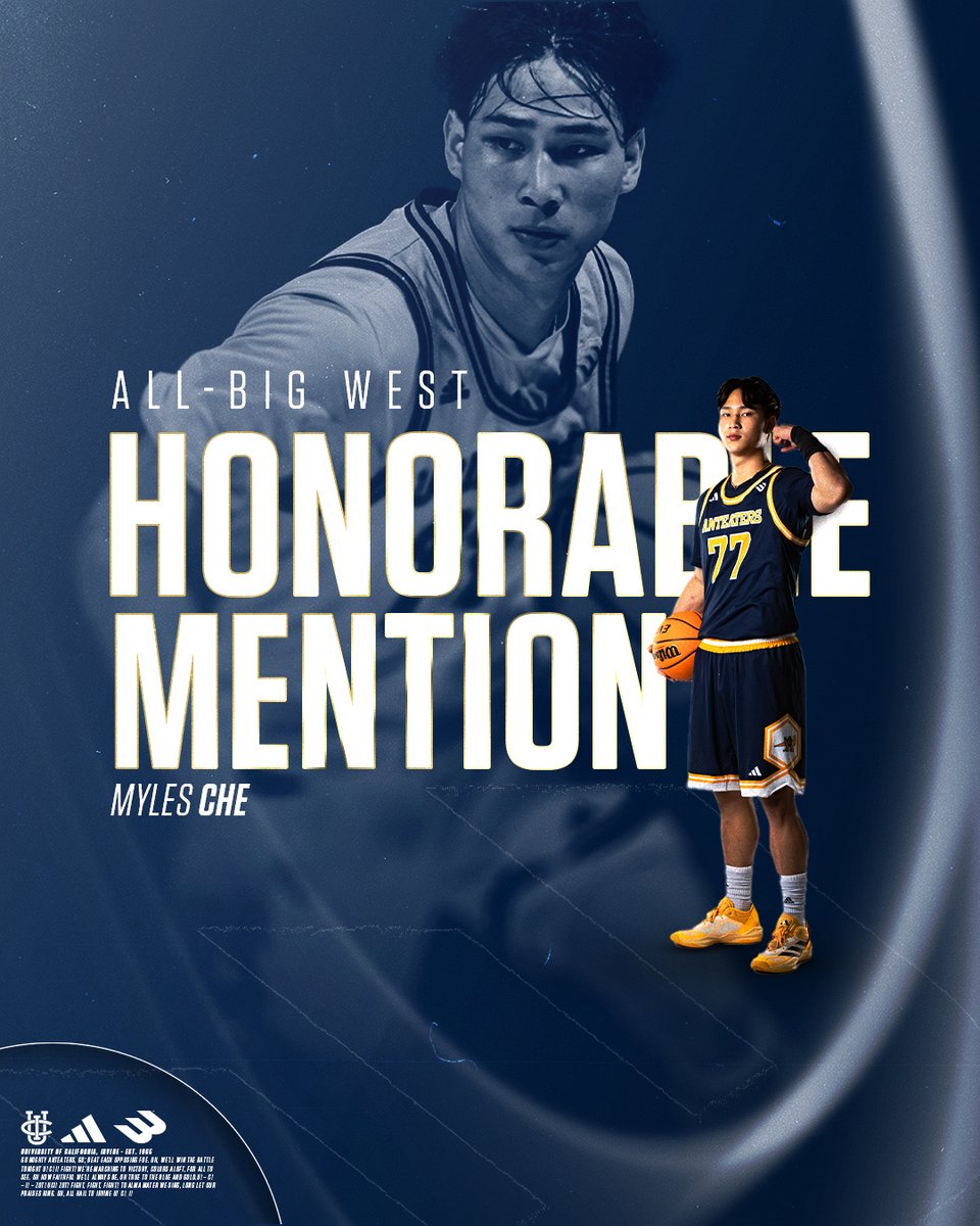 𝐂𝐡𝐞-𝐬𝐚𝐧𝐢𝐭𝐲 🔥 

Myles Che has been named as an All-Big West Honorable Mention in his first year as an Anteater!

#TogetherWeZot | #StillHungry