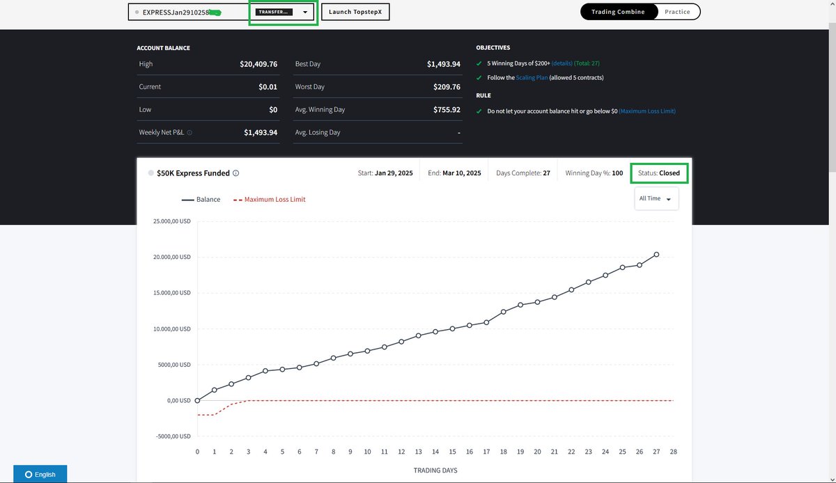 MaxDean0618's tweet image. My 2 XFAs were moved to LIVE before the 30-day mark, my goal. I’m super satisfied I managed no losing days. Along the way, I requested 5 payouts +1 more before going LIVE. This account is small &amp;lt;5K—just a stepping stone.  1K DLL fixed and 5 micros isn’t really my thing