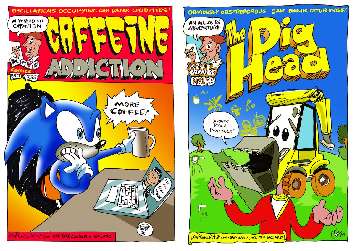 KevFComicArtist's tweet image. Caffeine Addiction and The Dig Head, #WorldBookDay #WorldBookWeek comics made with pupils at Oak Bank School in Leighton Buzzard