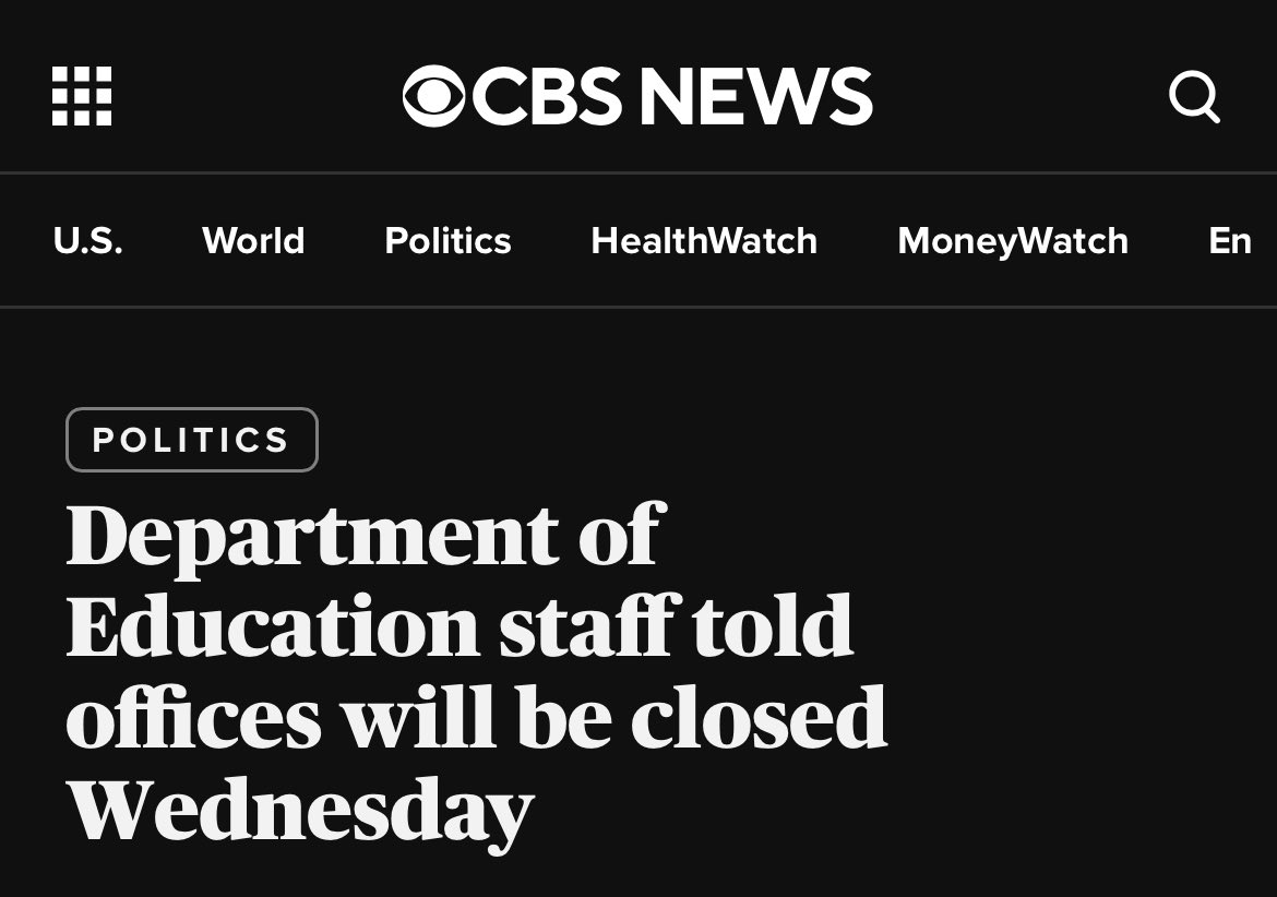 Let’s be clear: the Dept. of Ed. provides resources to 26 million children living in high-poverty school districts; Pell Grants to over 7 million students; &amp; funding for millions of children with disabilities. 

Closing its doors would be a disaster for working class families.