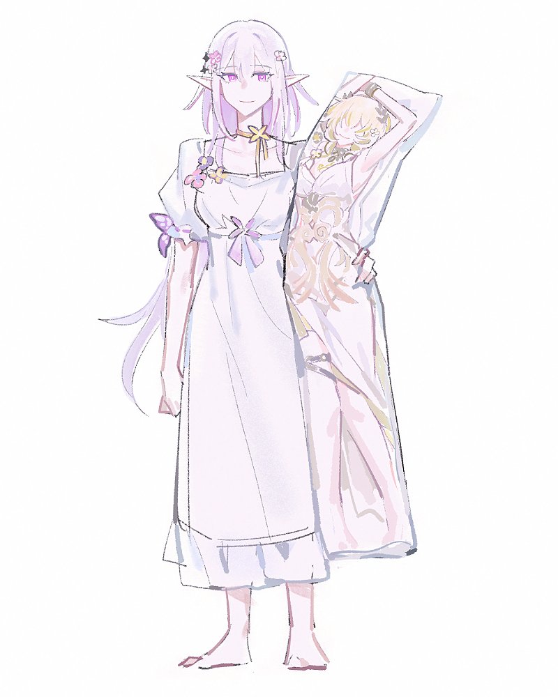 aiwairanai's tweet image. sketching nightgown castorice for a castlaea comic but then what if she has aglaea dakimakura instead
